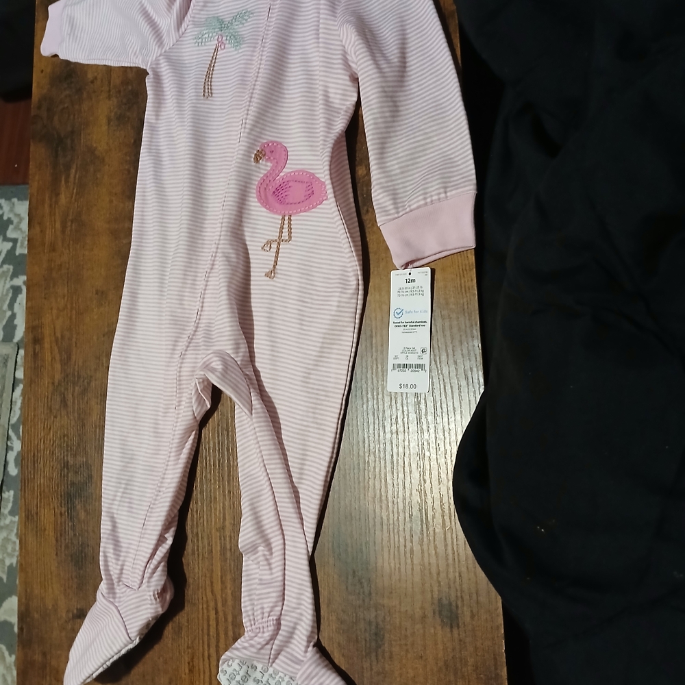 Carter's Pink Striped Flamingo Footie